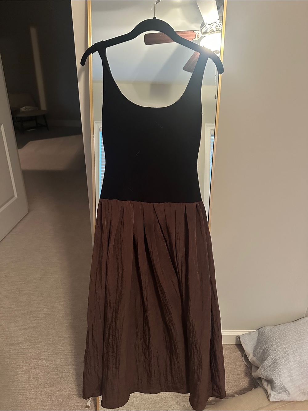Mango Black and Brown Sleeveless Maxi Dress